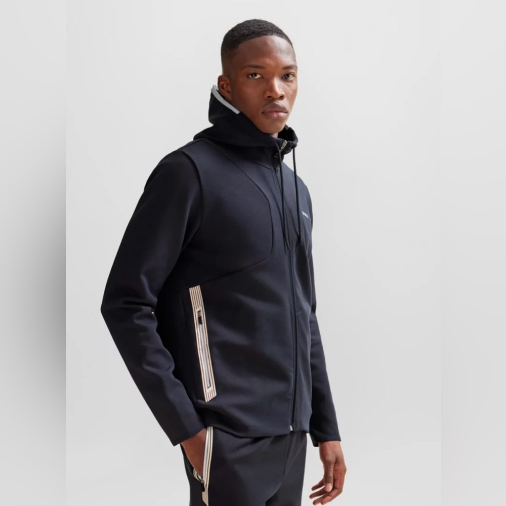 Hugo Boss - COTTON-BLEND ZIP-UP HOODIE WITH HD LOGO PRINT - Size M